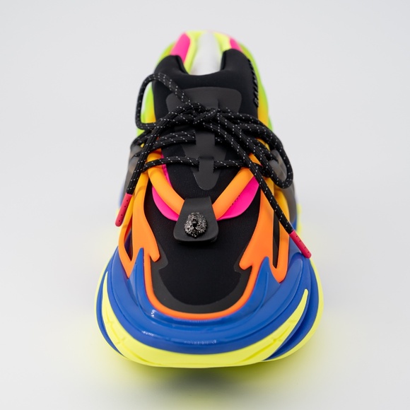 size 43/ US 10 - Balmain Unicorn Black Multicolor Yellow Blue Sneakers Neoprene - Picture 6 of 13